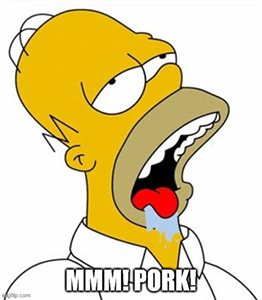 Homer Simpson drooling 'Mmm! Pork!'