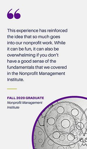 Nonprofit Management Institute Testimonial from Fall 2020 Graduate