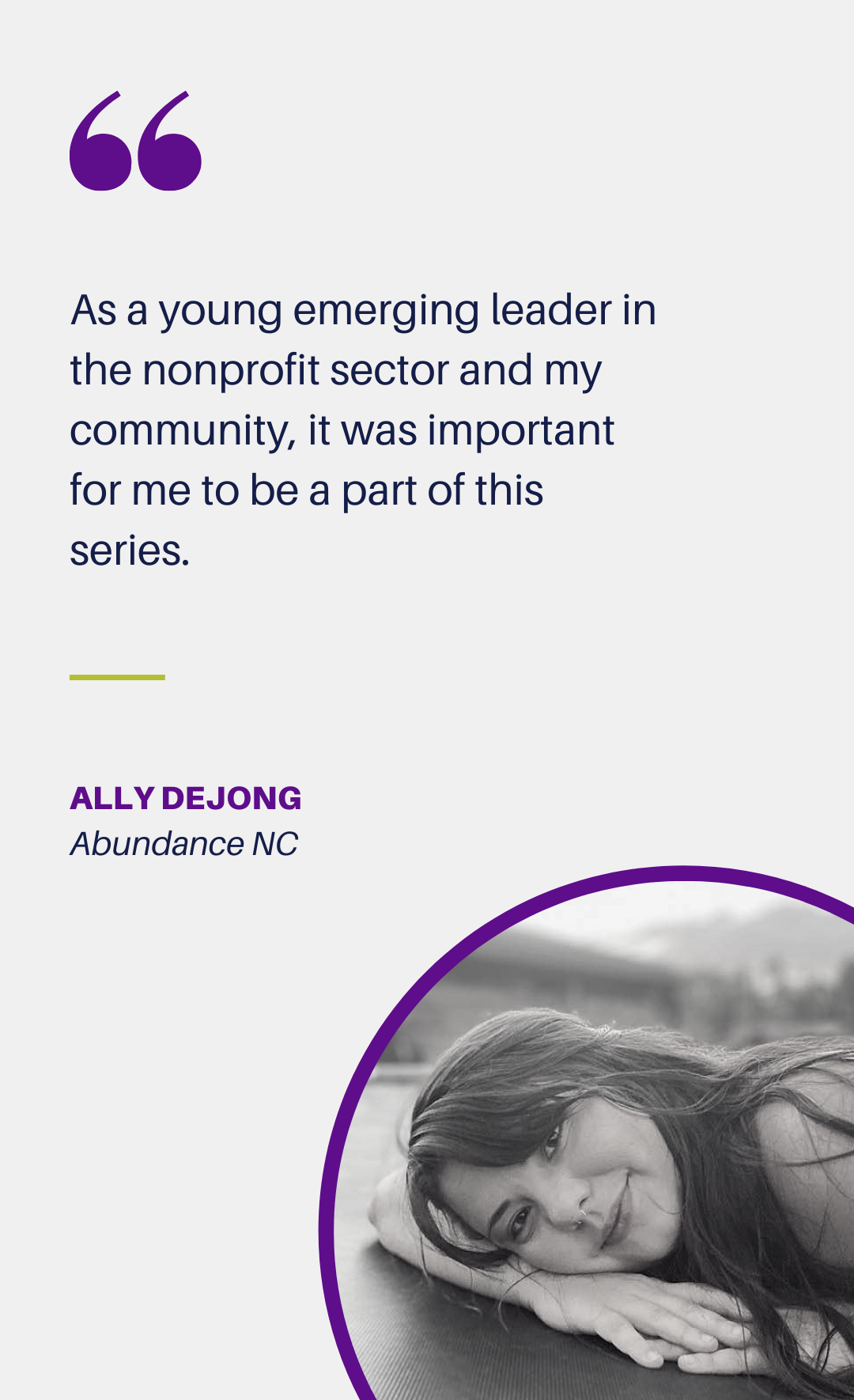Nonprofit Management Testimonial from Ally deJong, Abundance NC