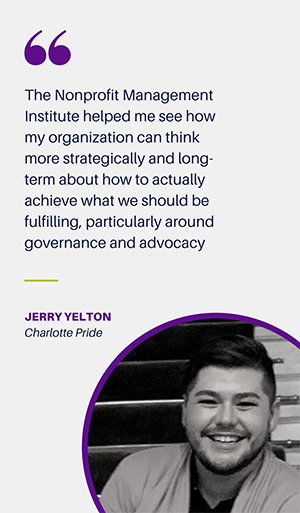 Nonprofit Management Testimonial from Jerry Yelton, Charlotte Pride