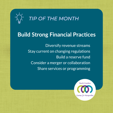 Teal and lime green tip of the month: Build strong financial practices
