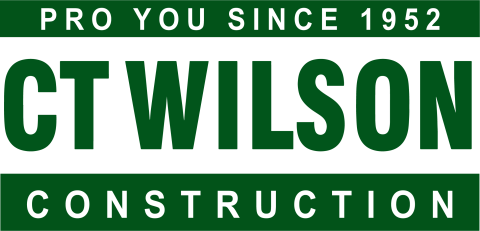 CT Wilson Construction, PRO You™ since 1952 a logo of CT Wilson Construction with green text and a tagline that says PRO You since 1952