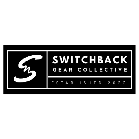 Logo includes the letter S with an embedded switchback design. Text is "Switchback Gear Collective, Established 2022"
