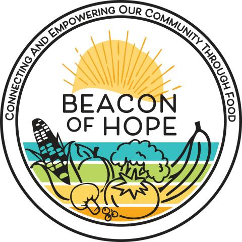 sun, fruit and vegetables with orange, yellow, green and blue stripes