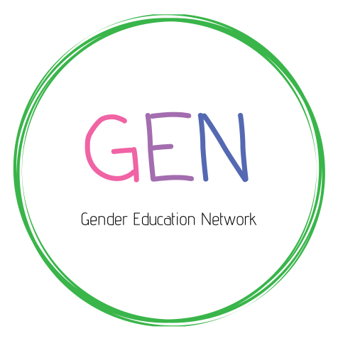 green circle with the letters GEN inside with Gender Education Network underneath those letters.