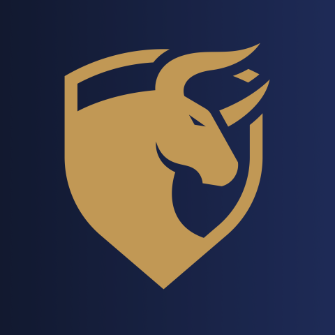 Golden bull on a blue background